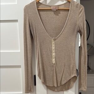 Women's Beige Button-Down Top